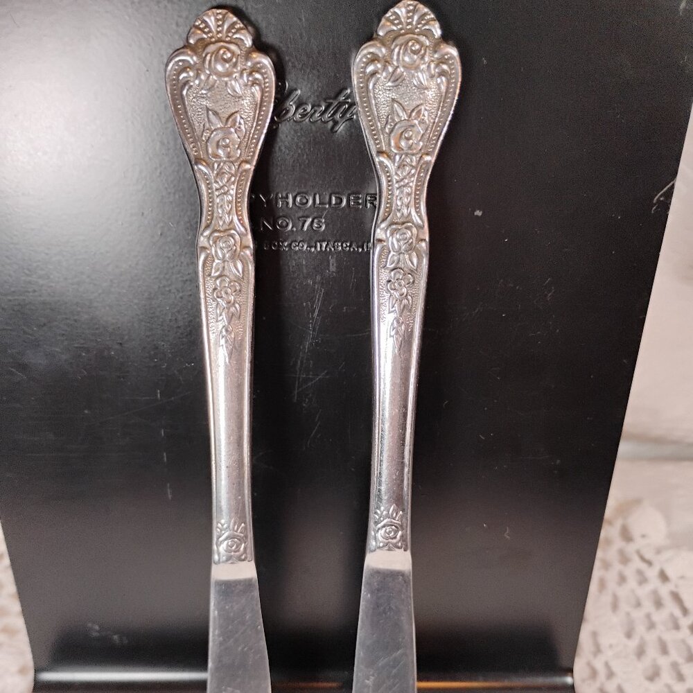 Set of 2 Normandy Stainless steel dinner knives Made in Japan ornate handles
